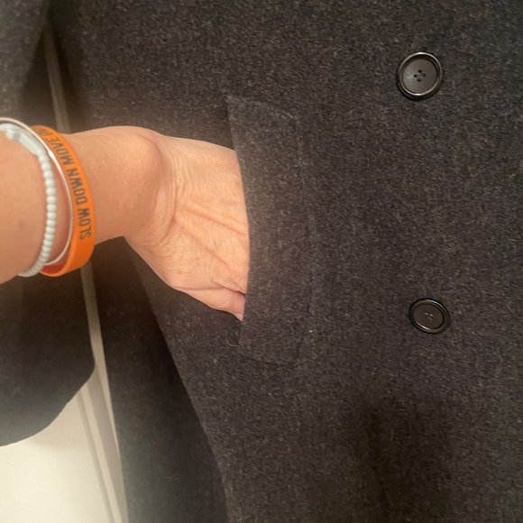 Preston & York Womens Double-Breasted Charcoal Wool Coat Size 14 - Picture 6 of 15